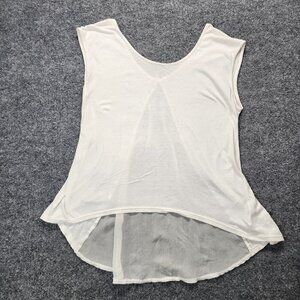 Moussy Womens Cotton Blend Tank Top Sheer Back Panel‎ Shirt White Size Medium?
